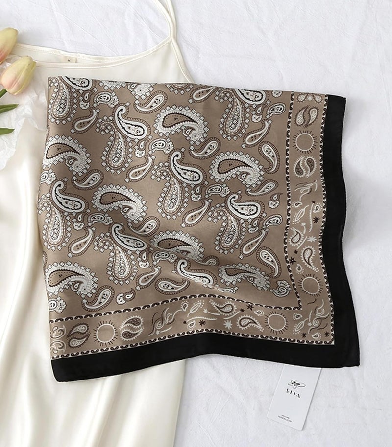 Sumolux Head Hair Scarf for Women Like Satin Silk Scarf Bandana Hair Wrapping Night Large Square Scarves 27.5" - Image 5